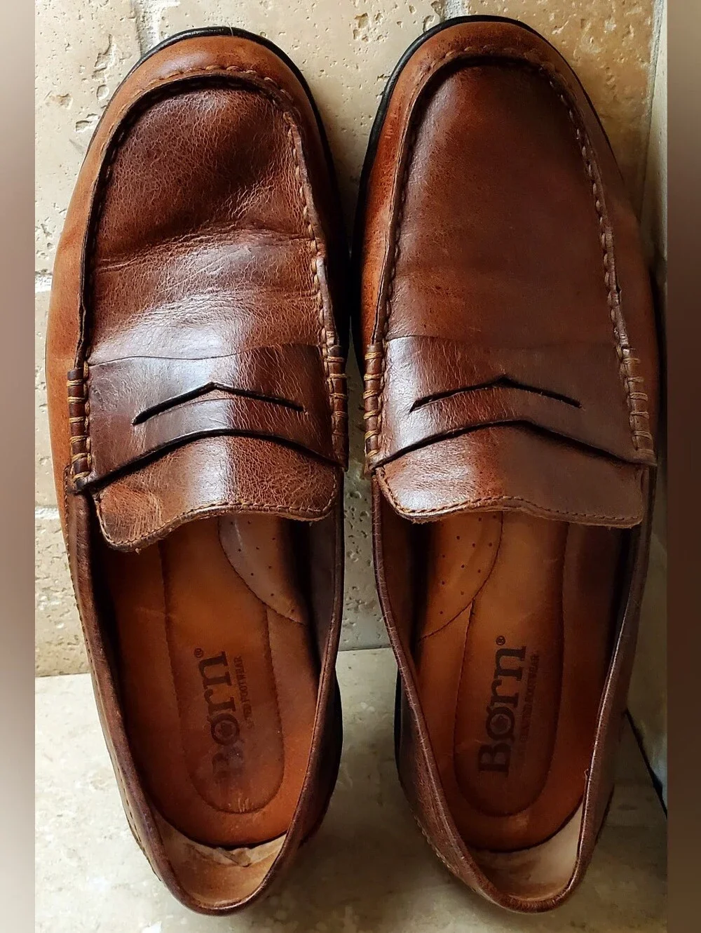 Born Men's Brown Leather Penny Loafers Size 10.5 M
